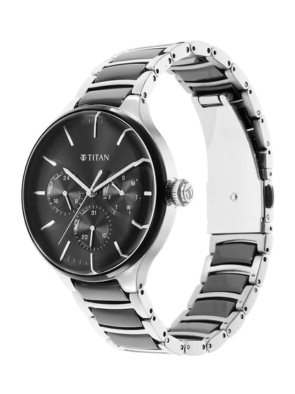 Titan Ceramic Fusion Multifunction Analog With Black Dial Watch - NT90148KD01