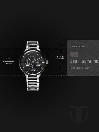 Titan Ceramic Fusion Multifunction Analog With Black Dial Watch - NT90148KD01