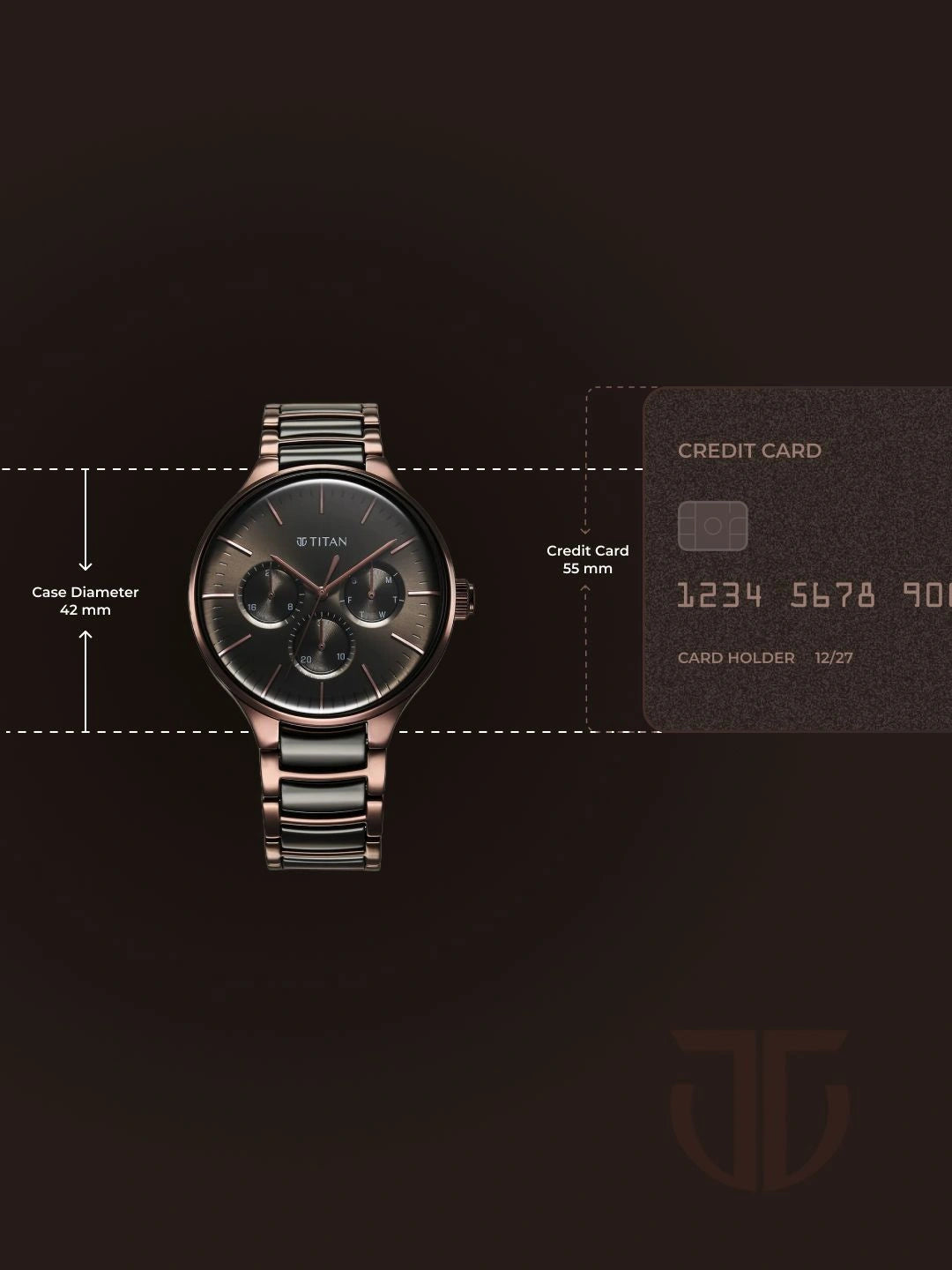Titan Round Grey Dial Analog Watch With Multifunction Display & Metal Strap - NT90148KD05