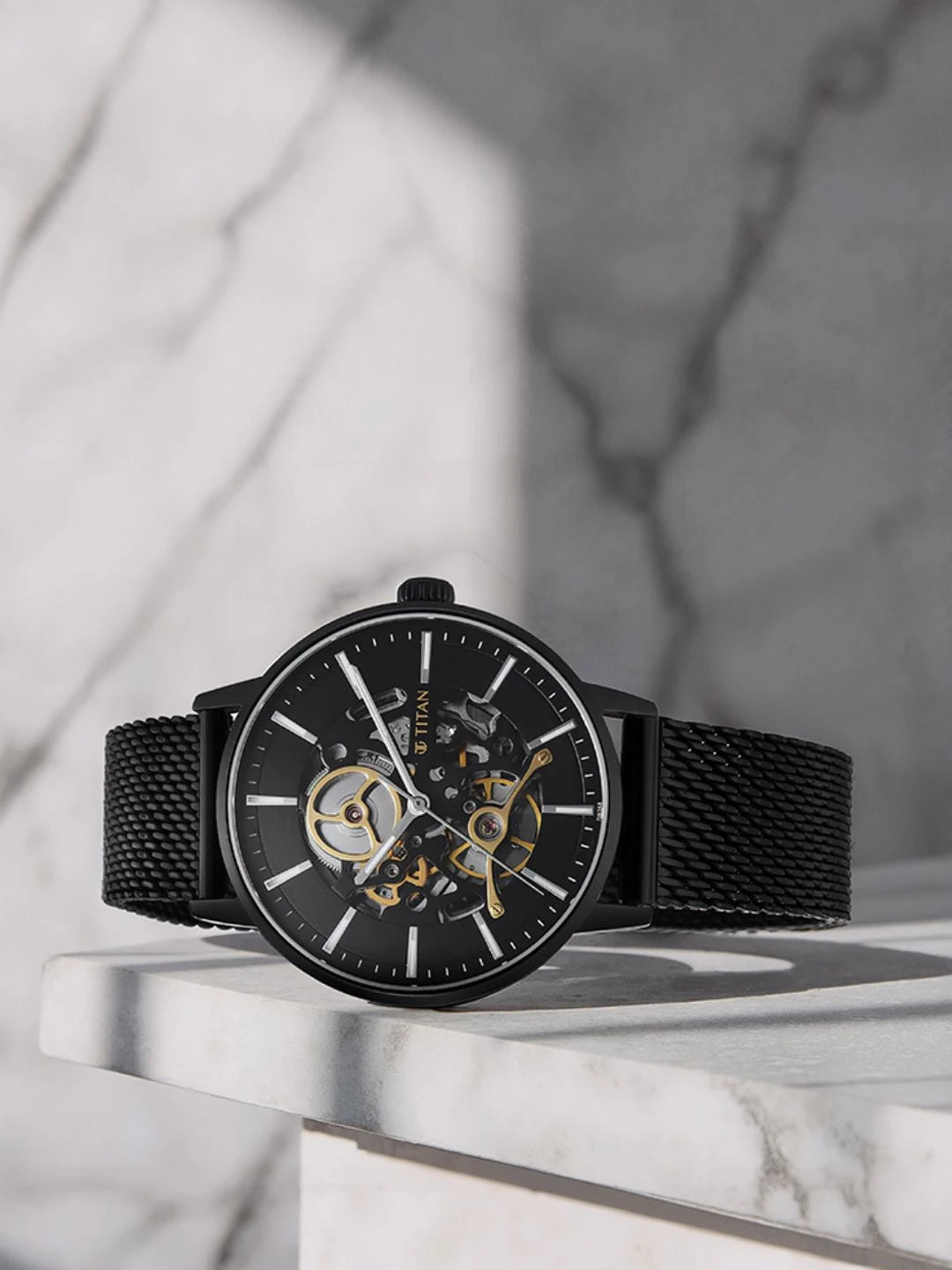 Titan Slimline Mechanical With Black Dial Watch - NT90159NM01