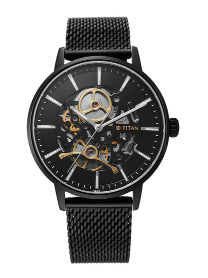 Titan Slimline Mechanical With Black Dial Watch - NT90159NM01