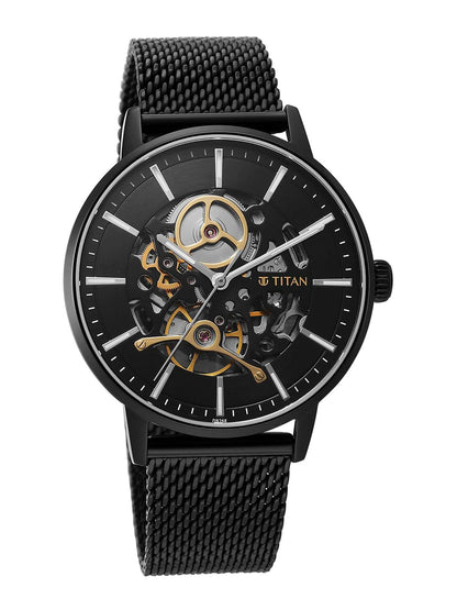 Titan Slimline Mechanical With Black Dial Watch - NT90159NM01