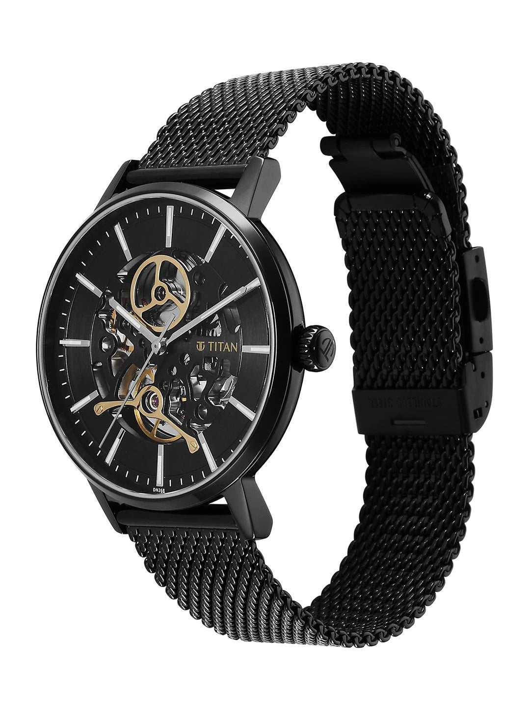 Titan Slimline Mechanical With Black Dial Watch - NT90159NM01