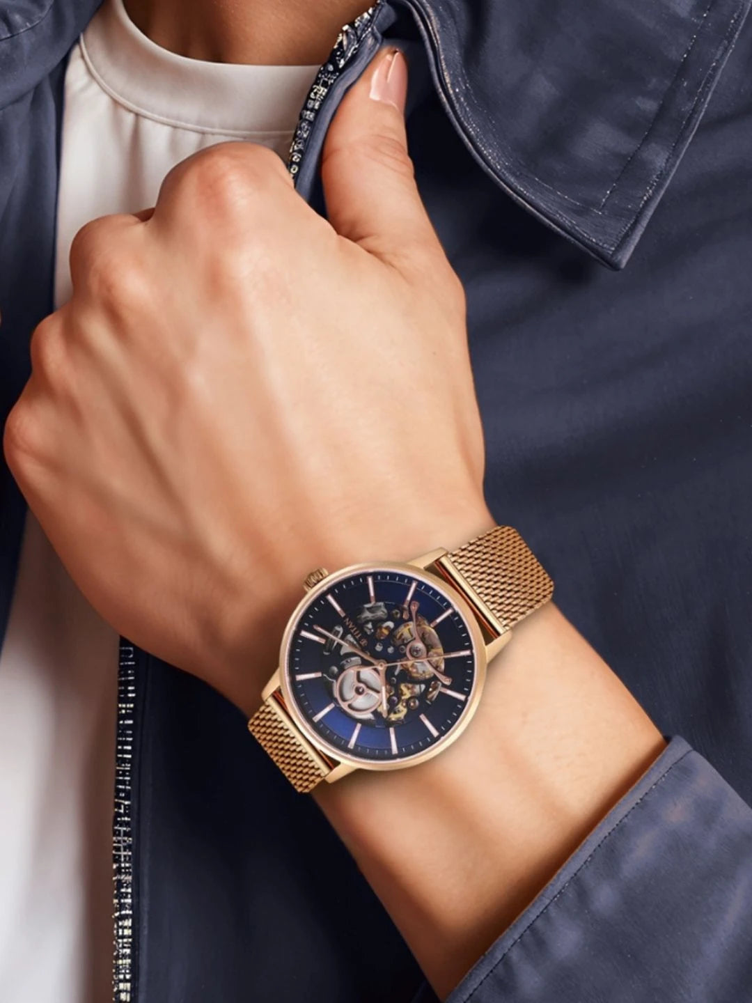 Titan Slimline Mechanical With Midnight Blue Dial Watch - NT90159WM01