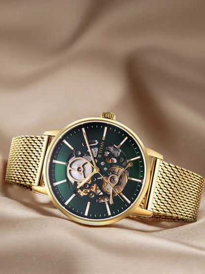 Titan Mechanical Slimline Automatic With Green Dial Watch - NT90159YM01