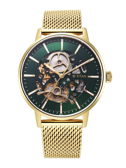 Titan Mechanical Slimline Automatic With Green Dial Watch - NT90159YM01