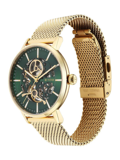 Titan Mechanical Slimline Automatic With Green Dial Watch - NT90159YM01