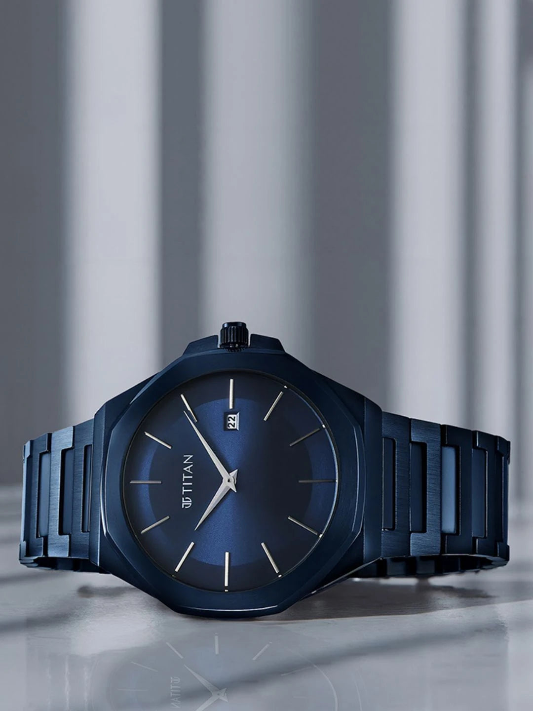 Titan Classic Slim Quartz Analog With Blue Dial Watch - NT90167QM01