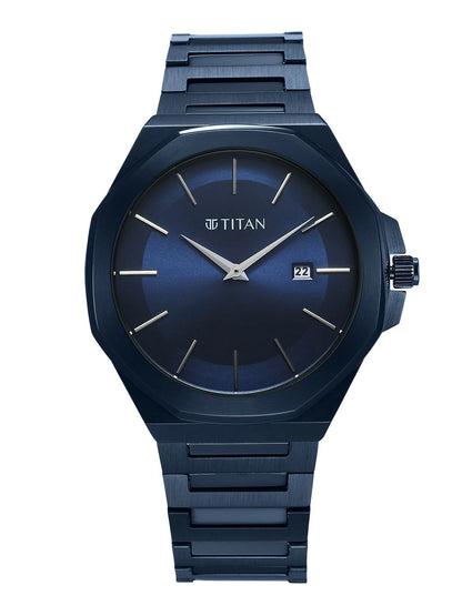 Titan Classic Slim Quartz Analog With Blue Dial Watch - NT90167QM01
