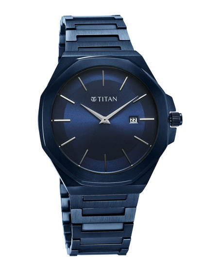 Titan Classic Slim Quartz Analog With Blue Dial Watch - NT90167QM01