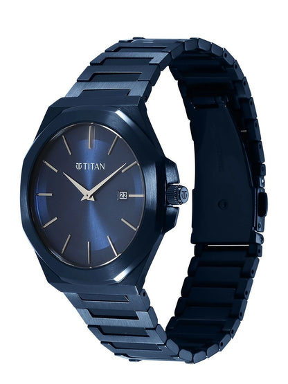 Titan Classic Slim Quartz Analog With Blue Dial Watch - NT90167QM01
