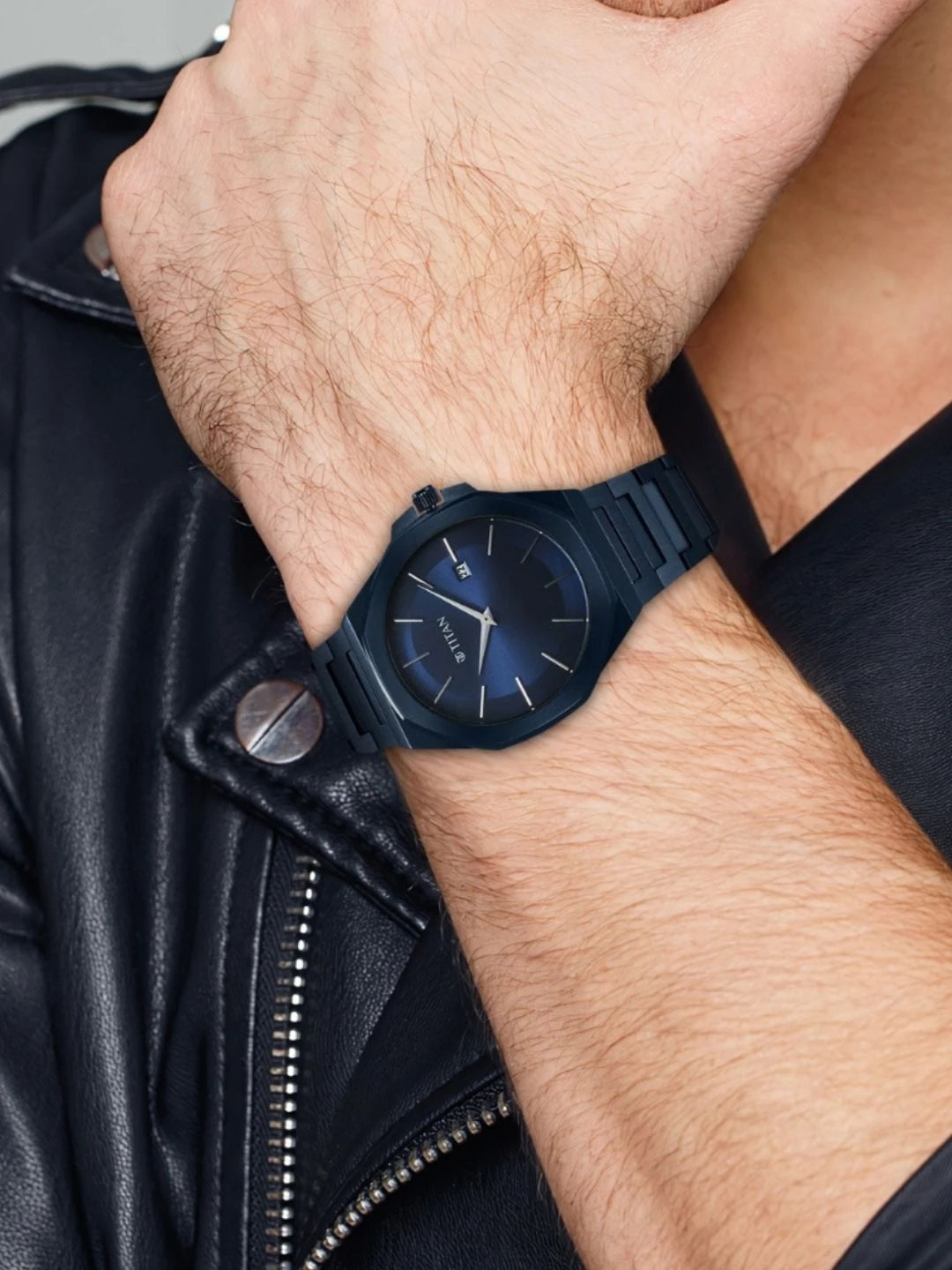 Titan Classic Slim Quartz Analog With Blue Dial Watch - NT90167QM01