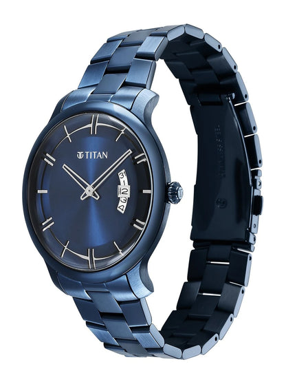 Titan Classic Quartz Analog With Blue Dial Watch - NT90170QM01