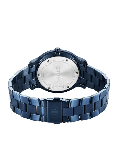 Titan Classic Quartz Analog With Blue Dial Watch - NT90170QM01