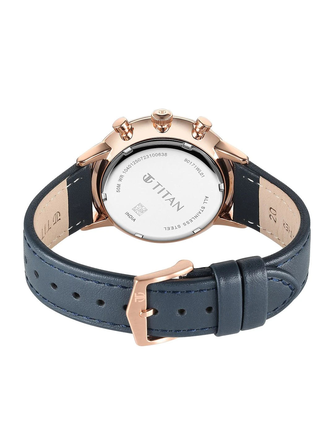 Titan Light Leathers Multifunction Analog With Blue Dial Watch - NT90171WL01