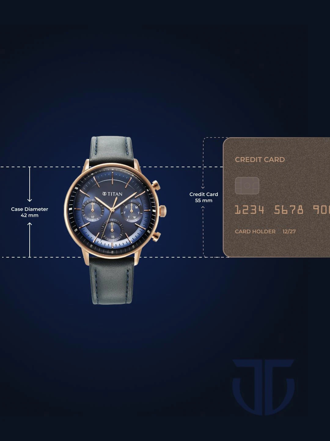 Titan Light Leathers Multifunction Analog With Blue Dial Watch - NT90171WL01