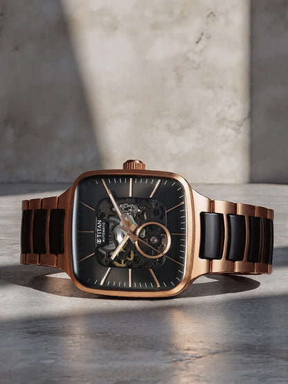 Titan Ceramic Fusion Automatic With Black Dial Watch - NT90175KD03
