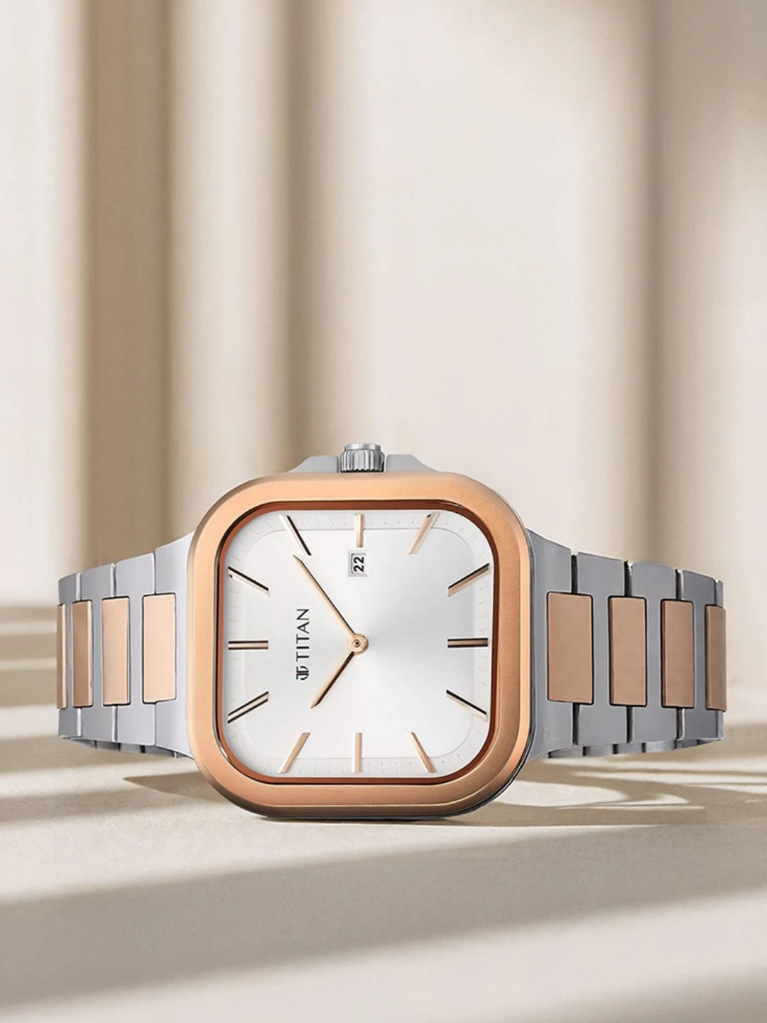 Titan Classique Slim Square Quartz Analog With Silver Dial Watch - NT90176KM01