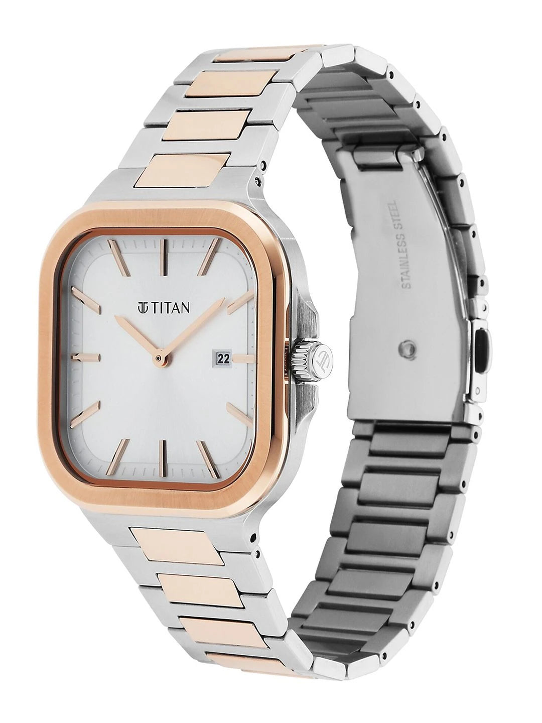 Titan Classique Slim Square Quartz Analog With Silver Dial Watch - NT90176KM01