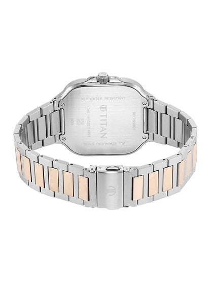 Titan Classique Slim Square Quartz Analog With Silver Dial Watch - NT90176KM01