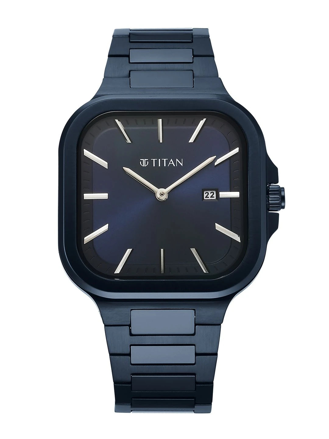 Titan Classique Slim Square Quartz Analog With Blue Dial Watch - NT90176QM01