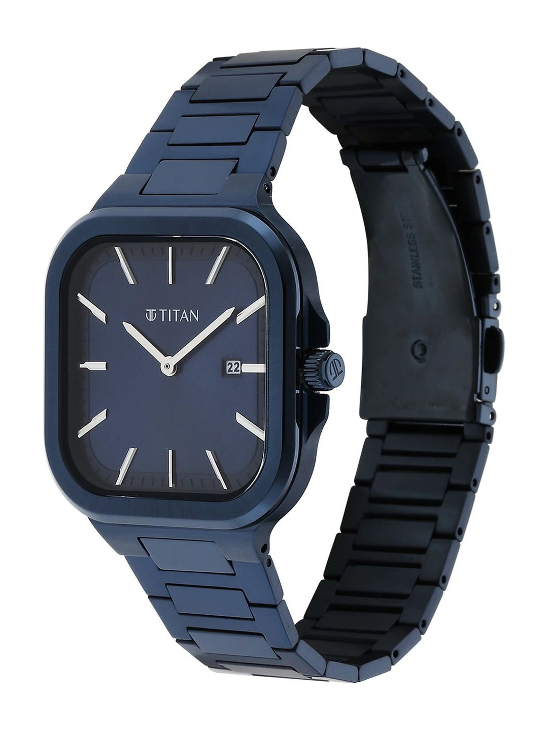 Titan Classique Slim Square Quartz Analog With Blue Dial Watch - NT90176QM01