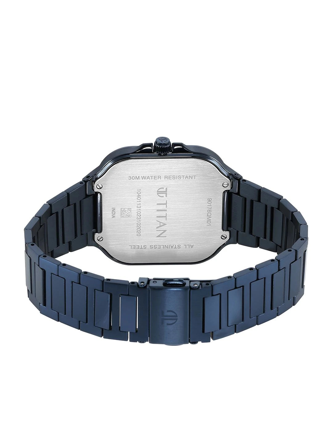 Titan Classique Slim Square Quartz Analog With Blue Dial Watch - NT90176QM01