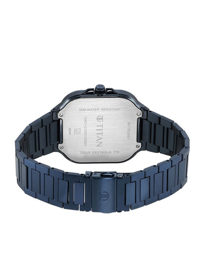 Titan Classique Slim Square Quartz Analog With Blue Dial Watch - NT90176QM01