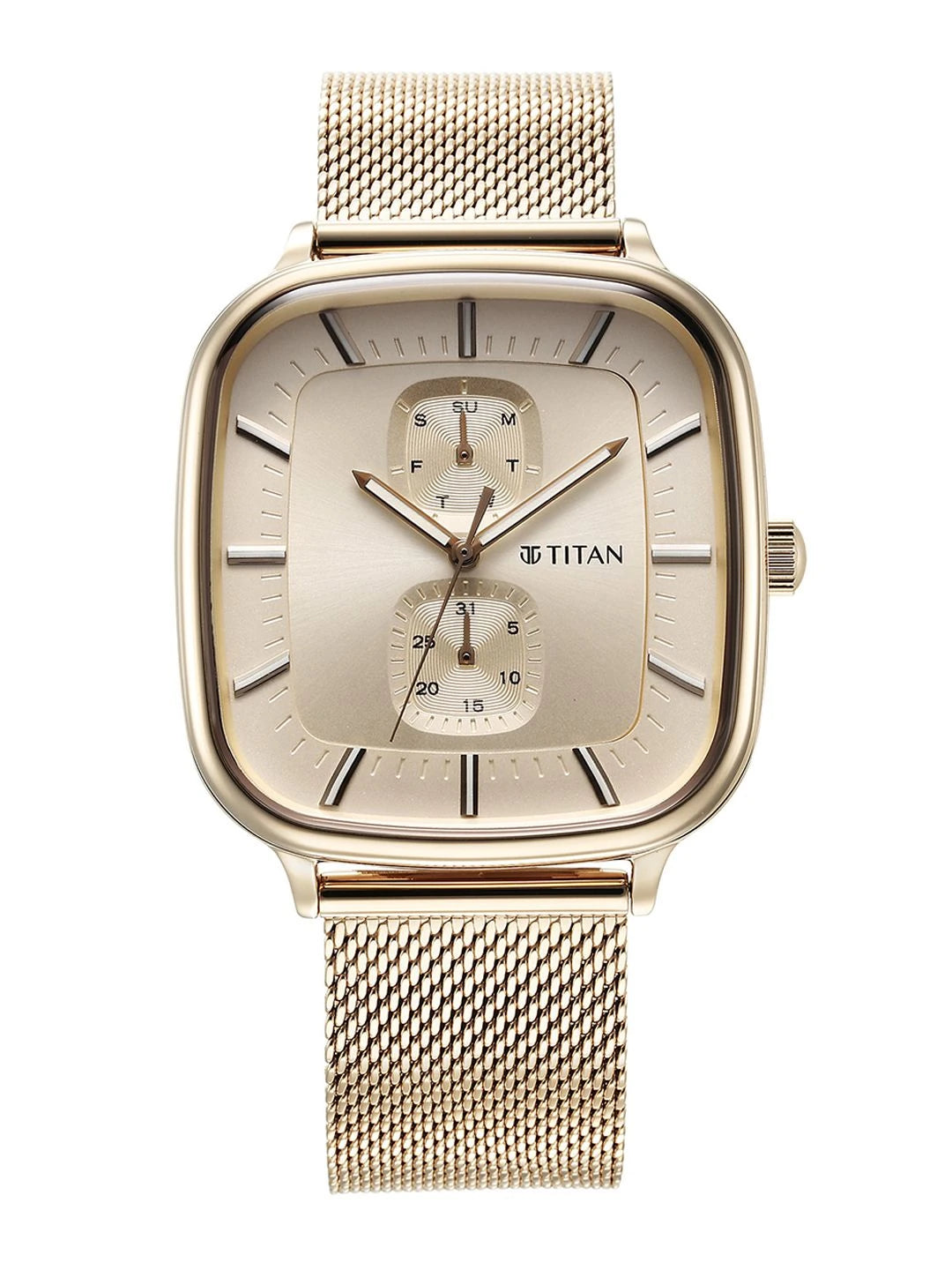 Titan Avant Garde Multifunction Analog With Champagne Dial Watch - NT90178WM01