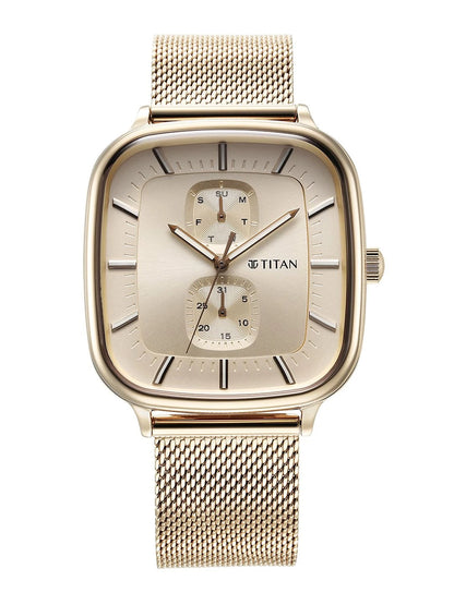 Titan Avant Garde Multifunction Analog With Champagne Dial Watch - NT90178WM01