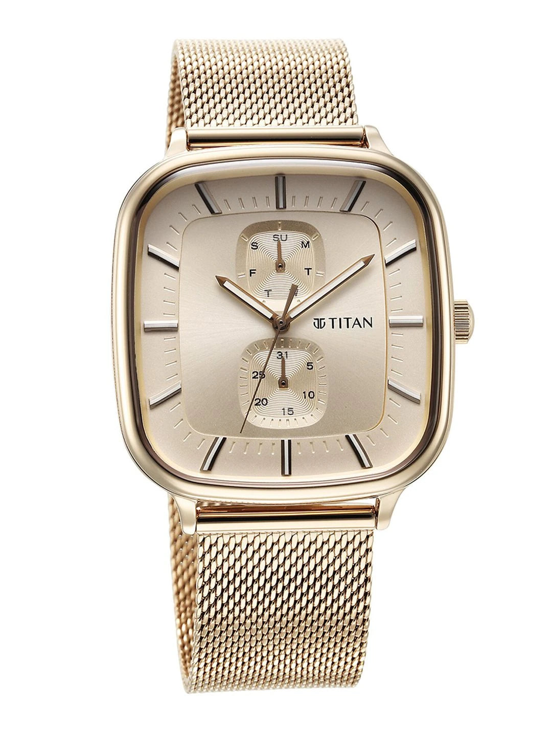 Titan Avant Garde Multifunction Analog With Champagne Dial Watch - NT90178WM01