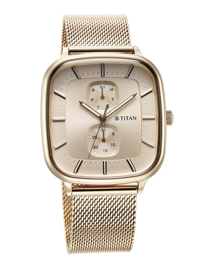 Titan Avant Garde Multifunction Analog With Champagne Dial Watch - NT90178WM01