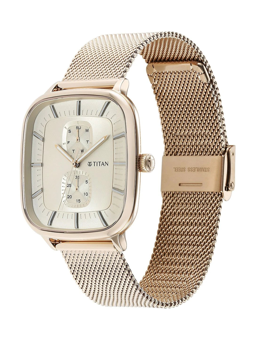 Titan Avant Garde Multifunction Analog With Champagne Dial Watch - NT90178WM01