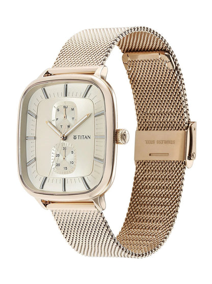 Titan Avant Garde Multifunction Analog With Champagne Dial Watch - NT90178WM01
