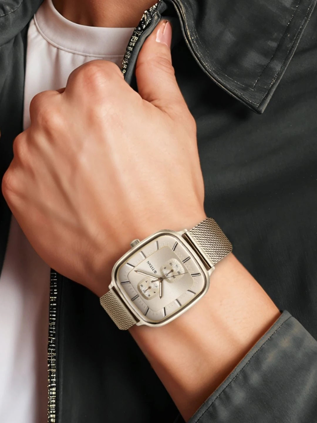 Titan Avant Garde Multifunction Analog With Champagne Dial Watch - NT90178WM01