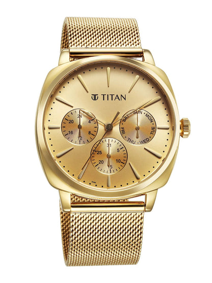 Titan Classique Suave Multifunction Analog With Champagne Dial Watch - NT90189YM02