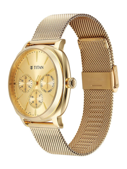 Titan Classique Suave Multifunction Analog With Champagne Dial Watch - NT90189YM02