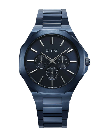 Titan Classic Slim Multifunction Analog With Blue Dial Watch - NT90198QM01