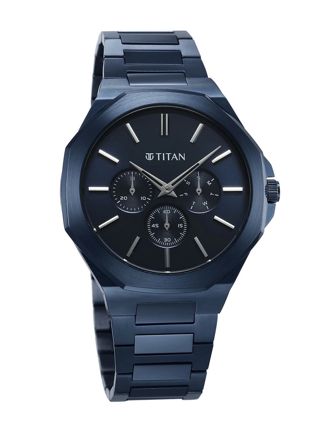 Titan Classic Slim Multifunction Analog With Blue Dial Watch - NT90198QM01