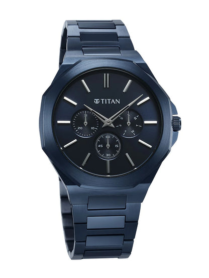 Titan Classic Slim Multifunction Analog With Blue Dial Watch - NT90198QM01