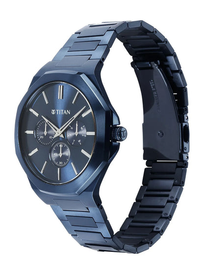 Titan Classic Slim Multifunction Analog With Blue Dial Watch - NT90198QM01