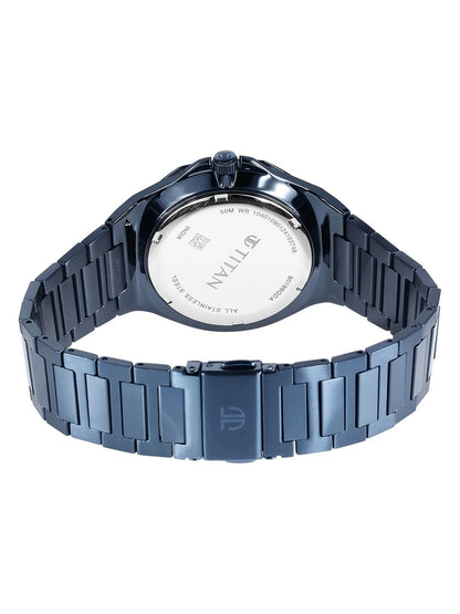 Titan Classic Slim Multifunction Analog With Blue Dial Watch - NT90198QM01