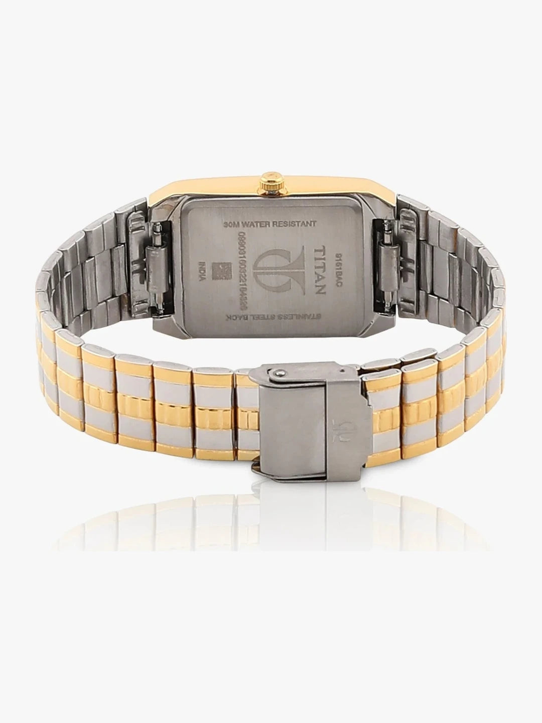 Titan Rectangle Silver Dial Analog Watch With Date Display & Metal Strap  - NT9151BM01