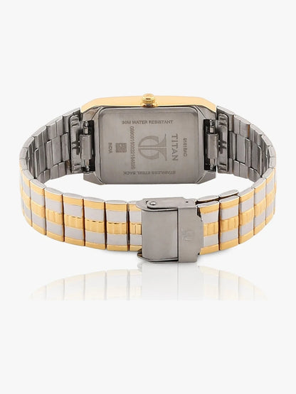 Titan Rectangle Silver Dial Analog Watch With Date Display & Metal Strap  - NT9151BM01