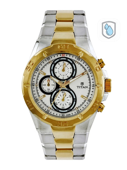 Titan Regalia Chronograph Analog With White Dial Watch - NT9308BM01