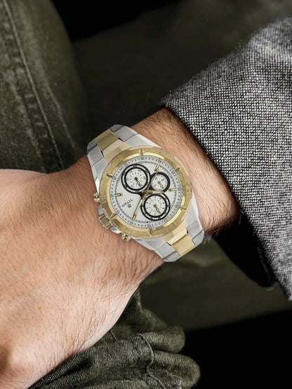 Titan Regalia Chronograph Analog With White Dial Watch - NT9308BM01