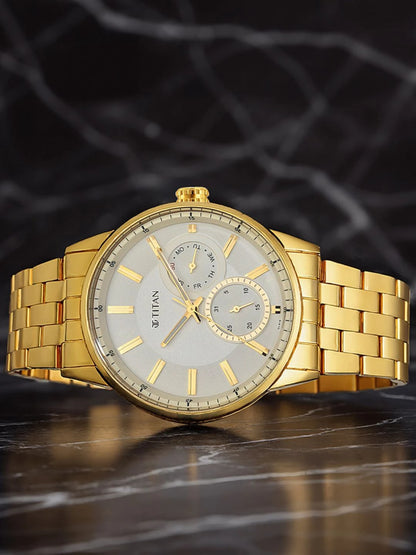 Titan Regalia Opulent Multifunction Analog With Beige Dial Watch - NT9441YM02