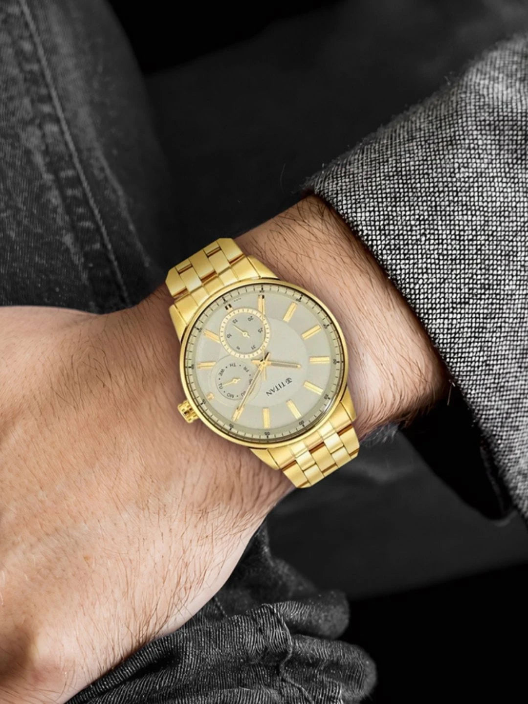Titan Regalia Opulent Multifunction Analog With Beige Dial Watch - NT9441YM02