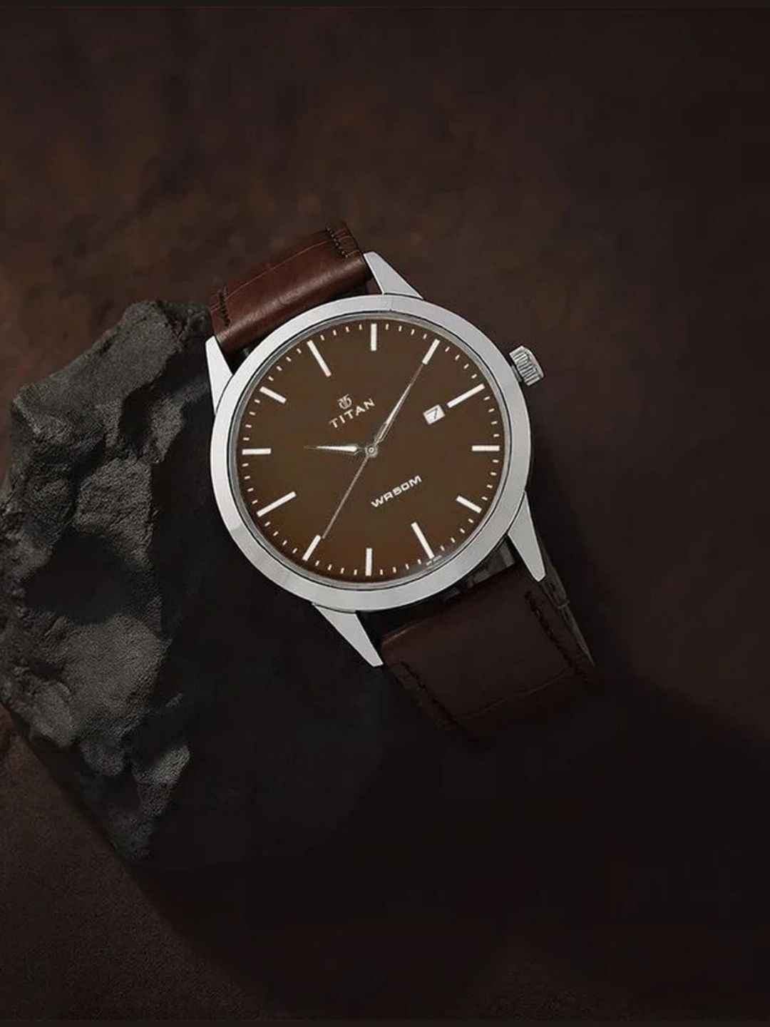 Titan Round Brown Dial Analog Watch - NU1584SL04