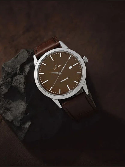 Titan Round Brown Dial Analog Watch - NU1584SL04
